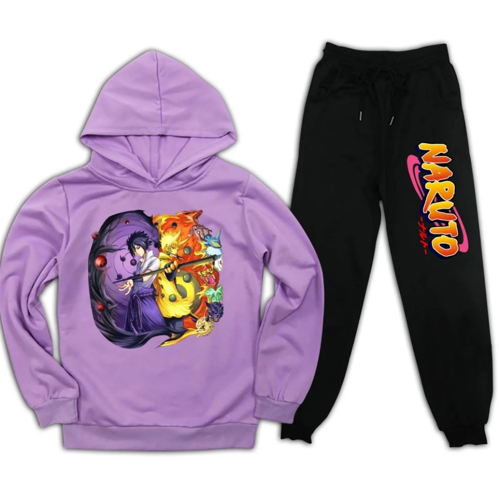 Boys Girls NARUTO Hoodie and Sweatpants Suit 2 Piece Outfit Fashion Sweatshirt